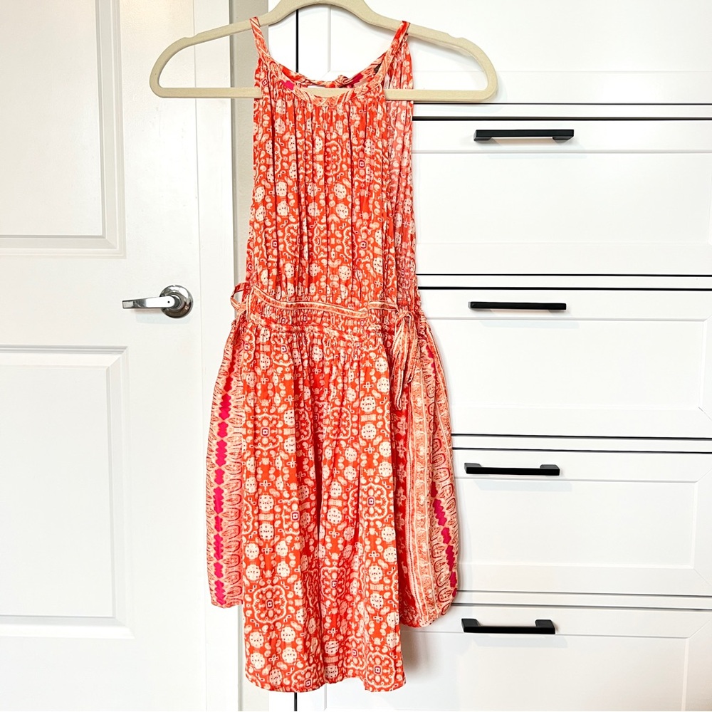 Free People Orange and Pink Mini Dress